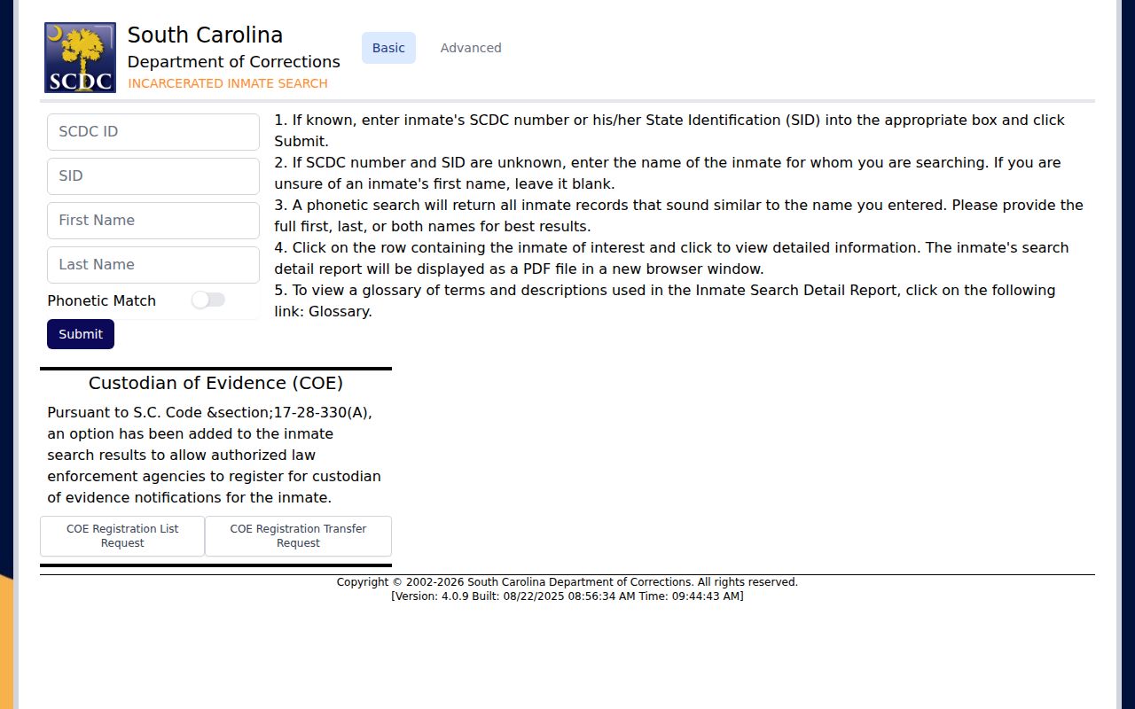 Dorchester County state-prison offender record search
